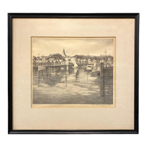 Early 20th Century Ruth Haviland Sutton (1898-1960) Listed Rhode Island Artist Original Signed Lithograph "Nantucket"