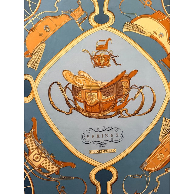 French Country Hermès Springs Silk Scarf 1988 Designed by Philippe Ledoux For Sale - Image 3 of 12