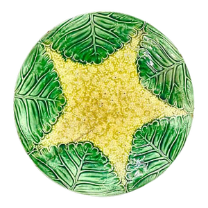 Antique Majolica Fern Leaf Starfish Plate