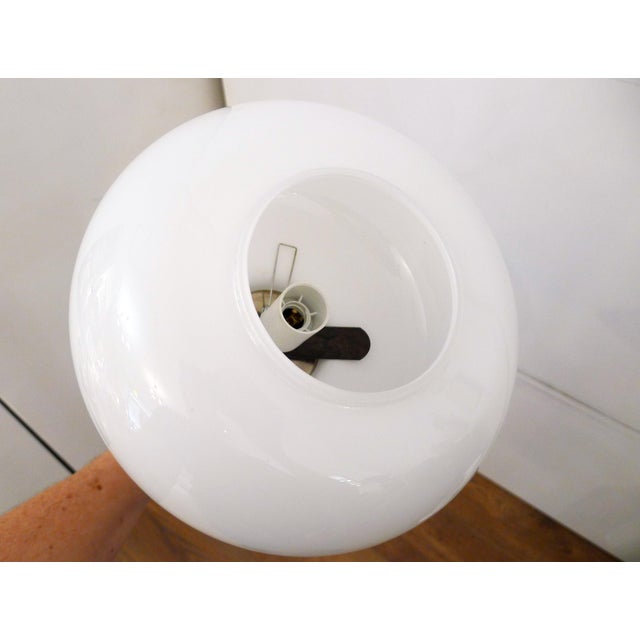 Vintage Space Age Pendant Light in Orange Wood & Opaline Lampshade, 1960s For Sale - Image 9 of 12