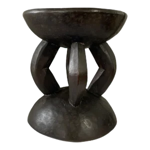 African Vintage Carved Wood Milk Stool Hehe Gogo People Tanzania 12" H