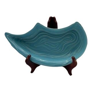 Vintage Coronado of California Art Pottery Sculptural Turquoise Decorative Dish For Sale