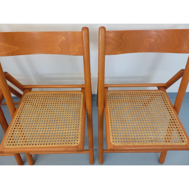 Tan Vintage Folding Chairs in Beech Wood and Caning from Habitat, 1980s, Set of 4 For Sale - Image 8 of 18