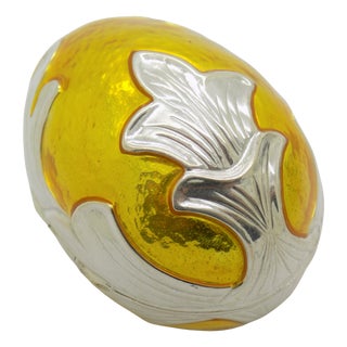 Vintage Italian Handmade Genuine Sterling Silver 925 Florentine Life Size Egg Shaped Box, 1980s For Sale