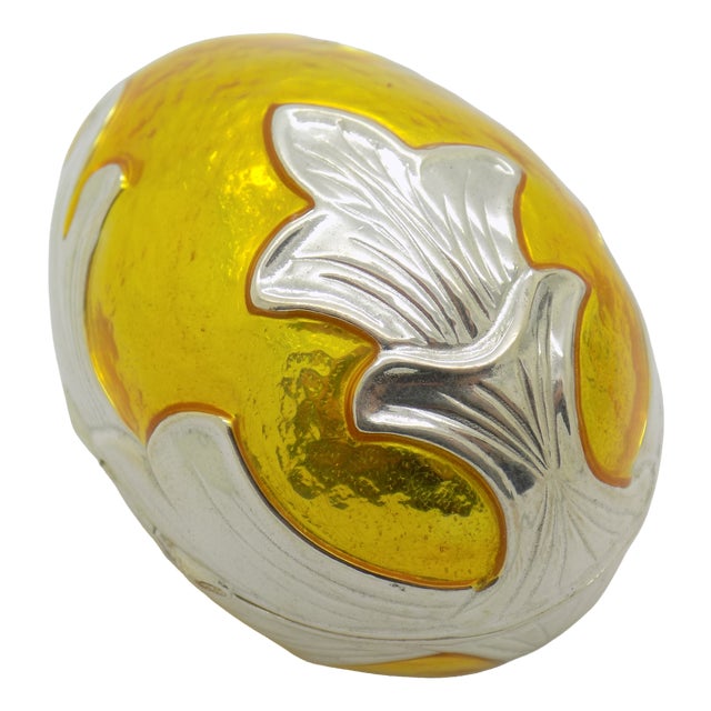 Vintage Italian Handmade Genuine Sterling Silver 925 Florentine Life Size Egg Shaped Box, 1980s For Sale