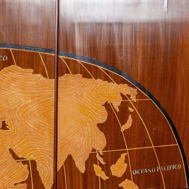 Italian Stylised Map of the World Cabinet, 1950s For Sale - Image 12 of 18