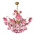 Vintage Murano Style Large Chandelier, Pink Floral Chandelier, Bouquet Style Ceiling Light, 4-Light Flush Mount For Sale