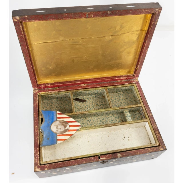 Wood Antique Americana Folk Art Rosewood Writing Box For Sale - Image 7 of 11
