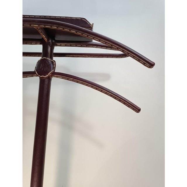 Metal Leather Sheathed Bedroom Valet attributed to Jacques Adnet, 1950s For Sale - Image 7 of 13