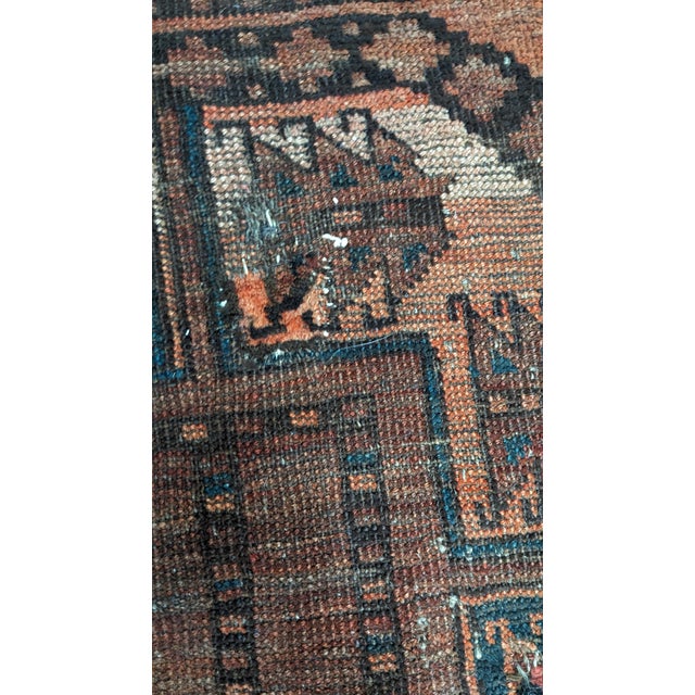 Vintage Hand Knotted Oriental Red & Black Geometric Area Rug Carpet 9' X 11' For Sale - Image 14 of 16