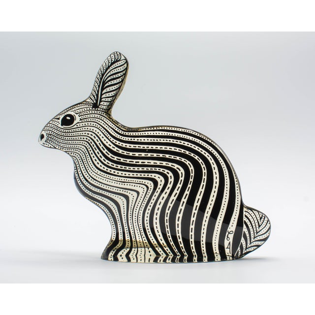 A Mid-Century Modern lucite Op Art rabbit sculpture by Abraham Palatnik. Original label on bottom: Made in Brazil. Abraham...