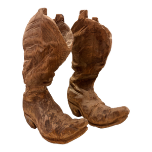 1970s Carved Cowboy Boots, Signed by Artist - Set of 2