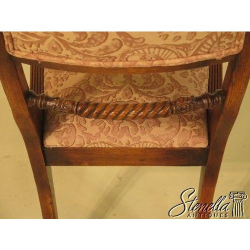Wood Pair Regency Style Carved Oak Upholstered Occasional Chairs For Sale - Image 7 of 10