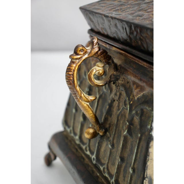 Early 20th Century Vintage Gothic Revival Lidded Box With Ornate Embossed Detailing For Sale - Image 5 of 9