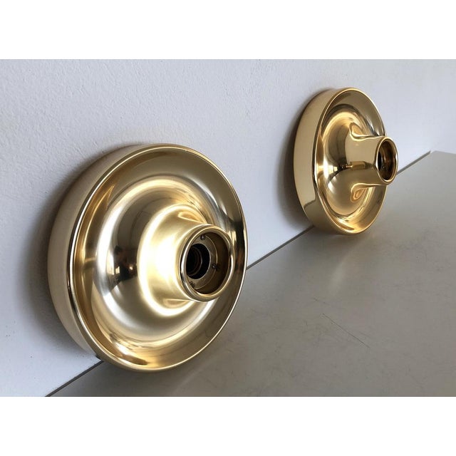 Gold Italian Golden Flush Mount Lights, 1970s, Set of 2 For Sale - Image 8 of 16