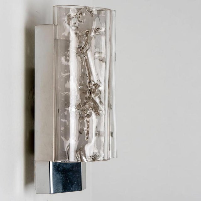 Ice Glass and Chrome Wall Sconces from Doria, 1970s, Set of 2 For Sale - Image 9 of 12