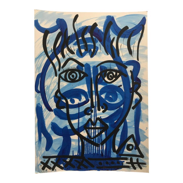 Peter Keil Abstract Portrait Painting - Iconic Blues For Sale