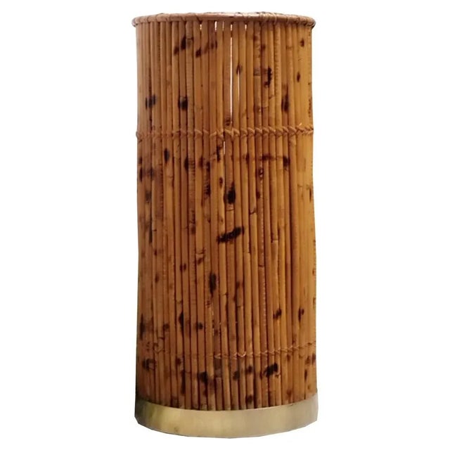 Bamboo, Rattan and Brass Umbrella Stand, Italy, 1970s For Sale - Image 6 of 6