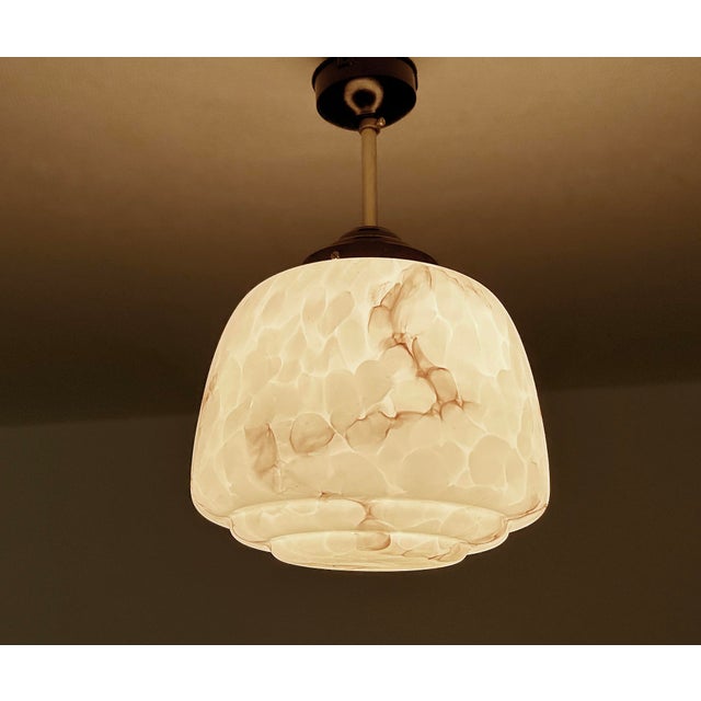 Art Deco Pendant Light in Marble Glass, 1930s For Sale - Image 13 of 18