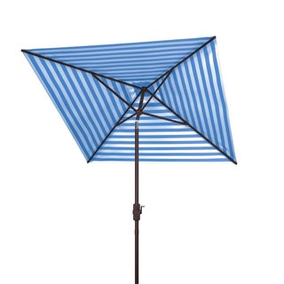 Athens 7.5 Ft Square Crank Umbrella, Baby Blue With White Understripe For Sale