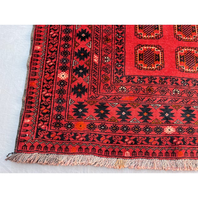 Vintage Afghan Turkmen Ersari Tekke Gul Rug - 6'2" X 3'10" For Sale - Image 6 of 11