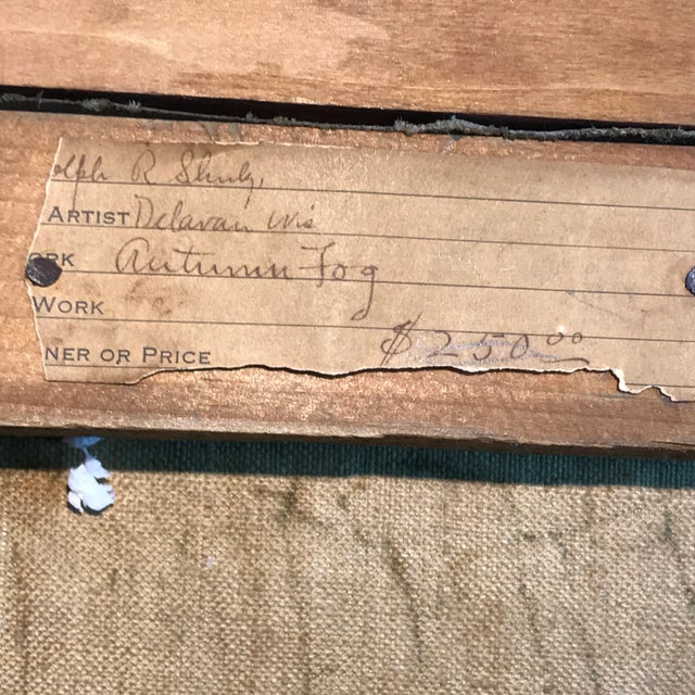 1920s Vintage Framed Adolf Shulz Autumn Fog Oil Painting For Sale - Image 11 of 12