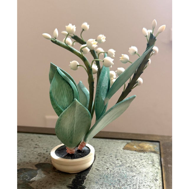 Printmaking Materials Polychrome Carved Potted Lily of the Valley For Sale - Image 7 of 12