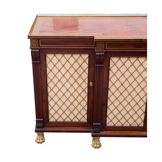 Regency Mahogany and Brass Inlaid Credenza From Westport House, Ireland For Sale - Image 4 of 18