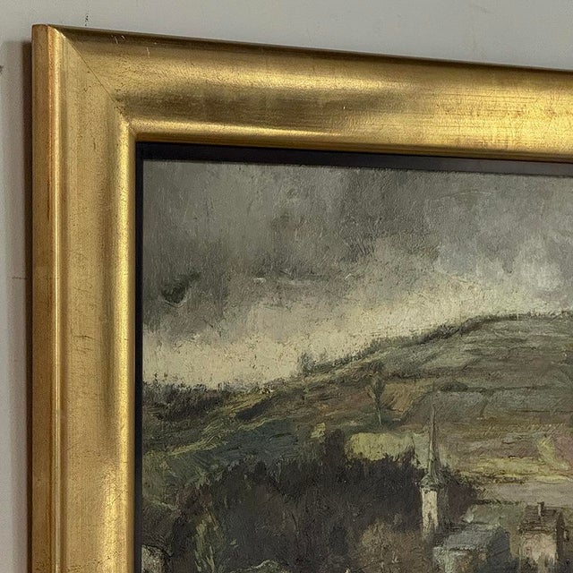 Framed Oil Painting on Panel by Guy Cambier (1923–2008), Dated 1946, 'Village Landscape' For Sale - Image 11 of 15