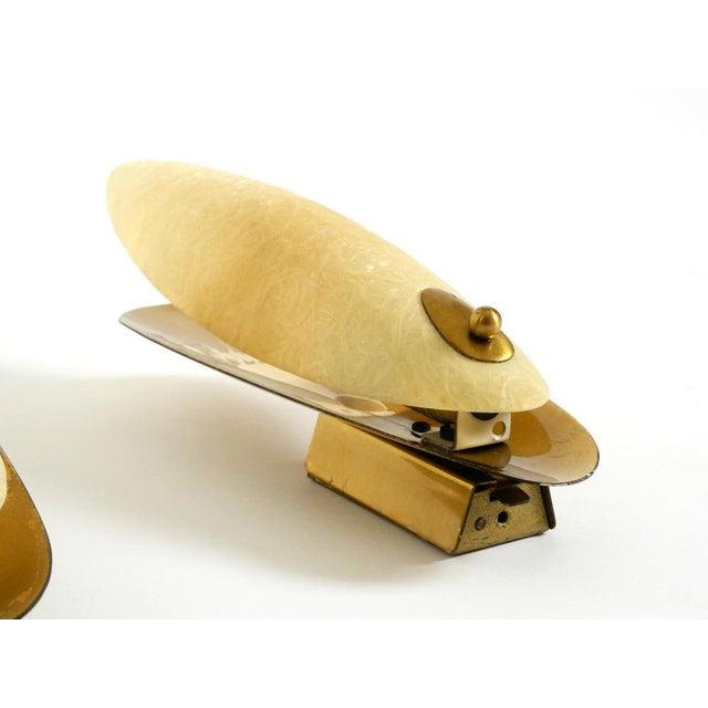 Beige Mid-Century Modern Brass Wall Lamps with Fiberglass Shades, 1950s, Set of 2 For Sale - Image 8 of 18