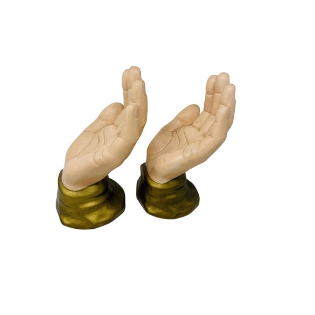 Pristine 10” Scioto Ceramics Anatomical ‘Orans’ Prayer Hands - A Pair - Circa 1977 For Sale - Image 4 of 11