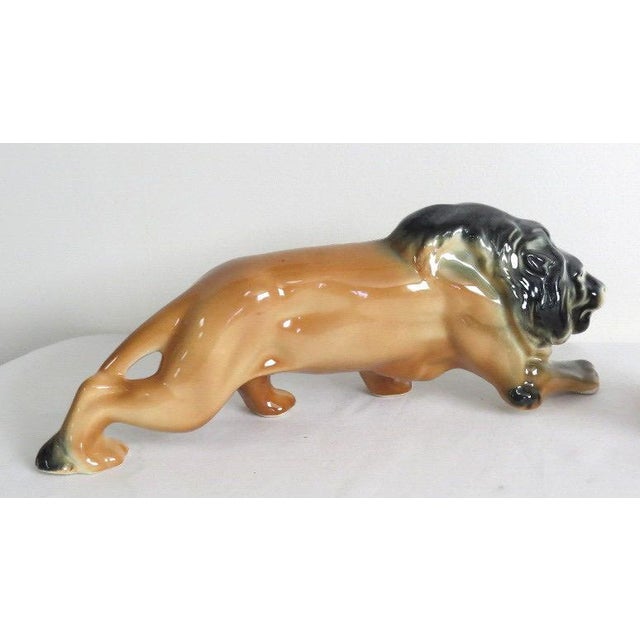 Vintage Robinson Ransbottom "Prowling Lion" Art Pottery Sculpture A powerful statement of Mid-Century Americana, this...
