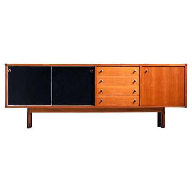 Italian Sideboard in Teak, Metal and Black Laminate, 1960s For Sale - Image 13 of 13