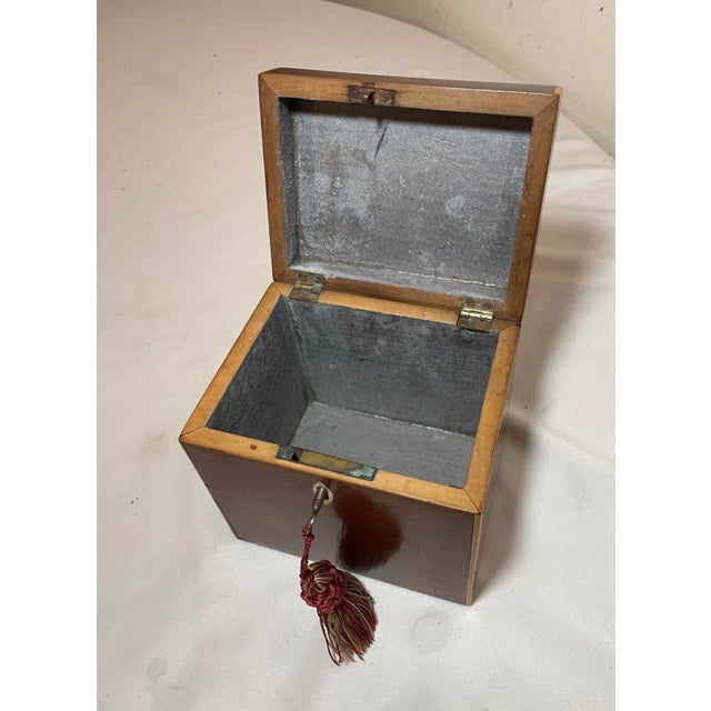 Traditional Antique 19th Century Handmade Wood Marquetry Georgian Mahogany Tea Caddy Box For Sale - Image 3 of 12