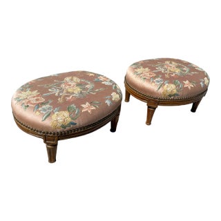 Pair of French Louis XVI Early 20th Century Foot Stools For Sale