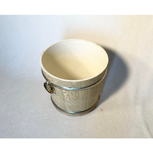 Mid-Century Modern Mid-Century 13” Wide Planter Pot Decorative Bucket Faux Wood, 60s 70s For Sale - Image 3 of 12