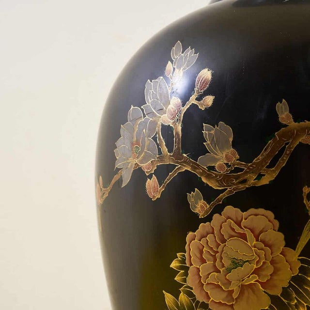 Large Hand-Painted Chinese Resin Vase For Sale - Image 9 of 11