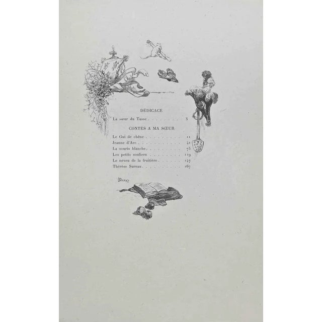 Small tales to my sister is a lithograph on paper realized by hegesippe Moreau, Dated 1838. The artwork is in good...