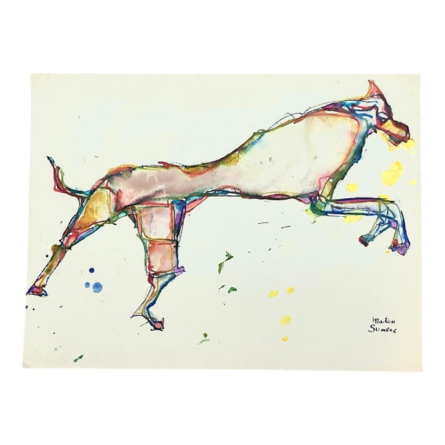 Original Martin Sumers Figurative Abstract Watercolor Painting For Sale