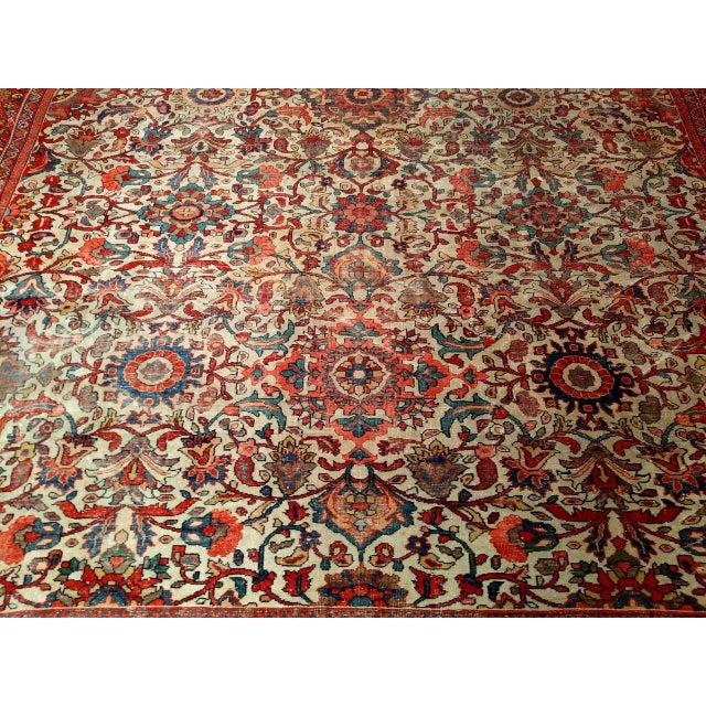 Antique Persian Ziegler Mahal Sultanabad Rug, Hand-Knotted Wool, Geometric Pattern, 11x14, Ivory & Red For Sale - Image 12 of 17