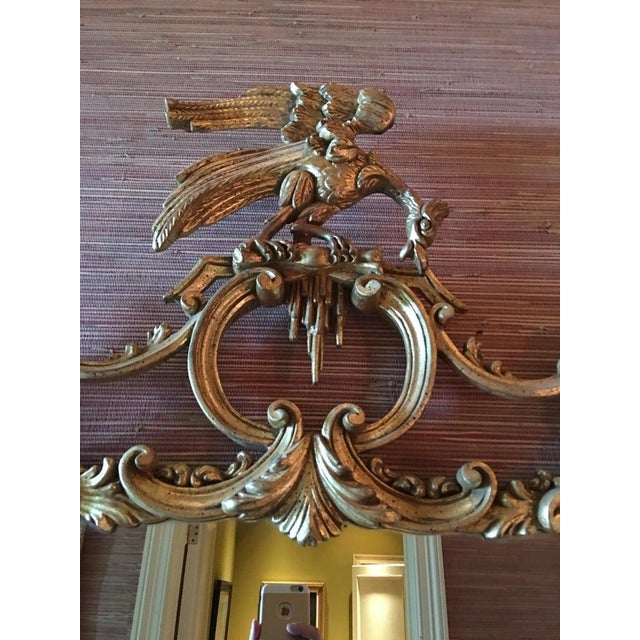 American Giltwood Mirror Decorated With Scrolls and a Phoenix Finial, 20th Century For Sale - Image 3 of 6
