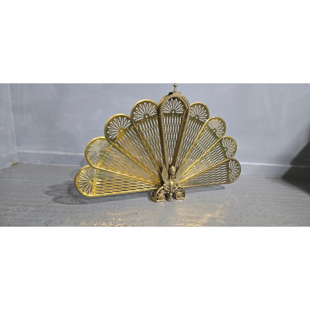 Brass Peacock Fire Screen, 1920s For Sale - Image 6 of 9
