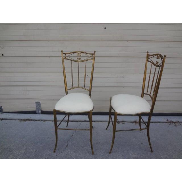 Brass Pair of Italian Brass Chiavari Chairs For Sale - Image 8 of 12