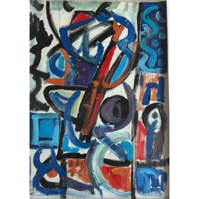 Abstract Composition, 1950s, Oil Painting, Framed For Sale - Image 8 of 14