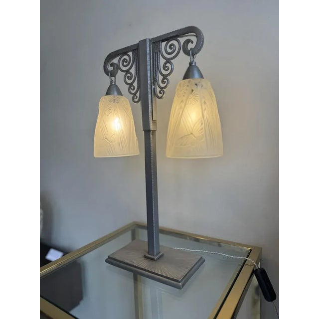 Art Deco Double Lamp by J Vandôme for Müller Frères, 1930s For Sale - Image 7 of 18