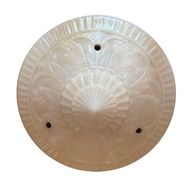 Mid-Century Modern Mid 20th Century Art Deco Caramel Art Glass Semi Flushmount Light Fixture For Sale - Image 3 of 6