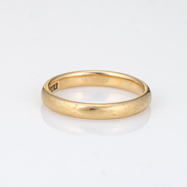 Art Deco Antique Art Deco Jr Wood & Sons Ring Sz 9.5 3.5mm Wedding Band 18k Yellow Gold For Sale - Image 3 of 5