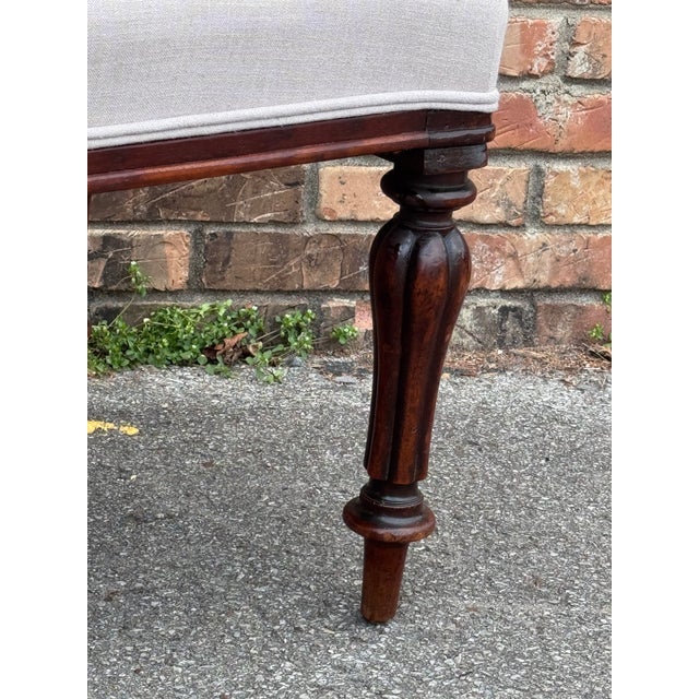 English Newly Upholstered English Bench For Sale - Image 3 of 9