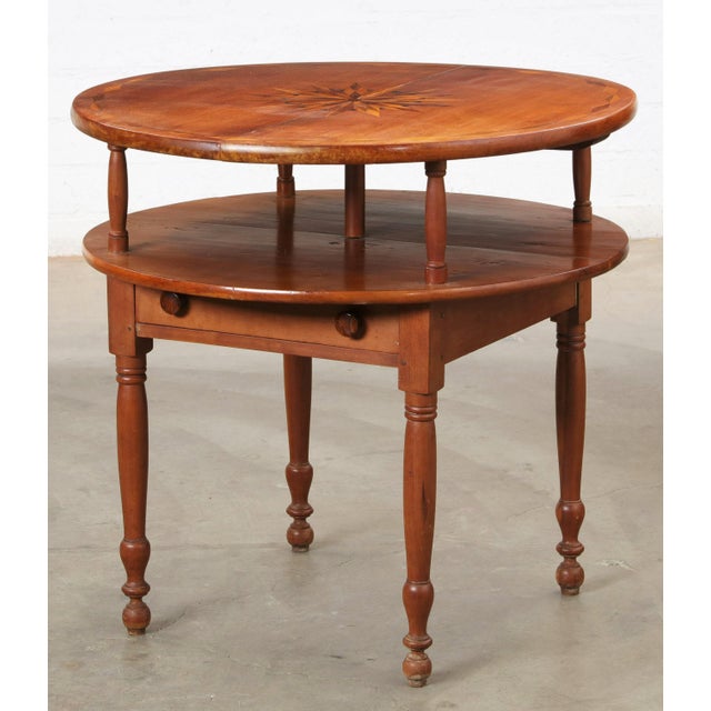 American Antique Early 19th C American Sheraton Inlaid Cherry Table For Sale - Image 3 of 7
