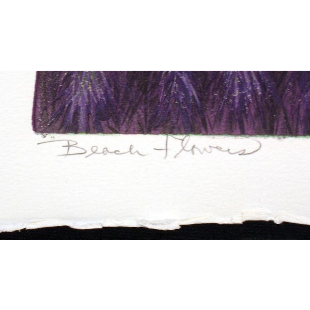 1980s Gordon Mortensen "Beach Flowers" Signed Numbered Woodcut Art Print, For Sale - Image 5 of 7